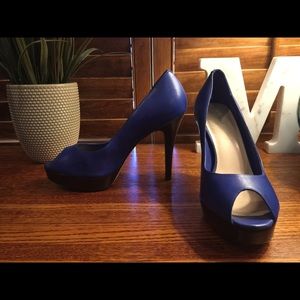 Cole Haan blue peep toe platforms heels size 9